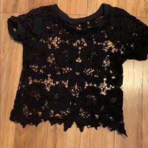 See through black lace top